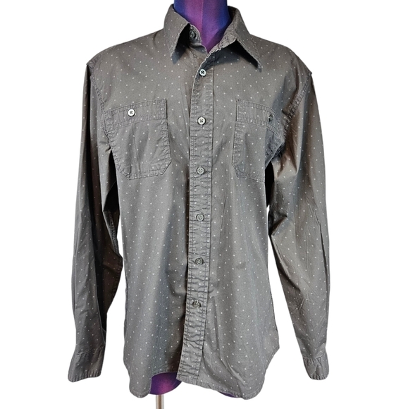 Wrangler Flex Comfort Gray Long Sleeve Button Down Shirt Size‎ Medium Men's - Picture 10 of 11